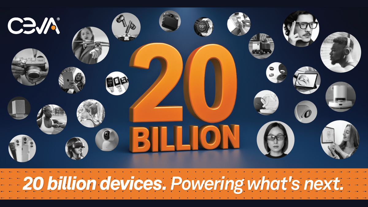 Ceva is proud to announce that it has surpassed 20 billion Ceva-powered devices shipped globally; solidifying Ceva's position as a technology provider