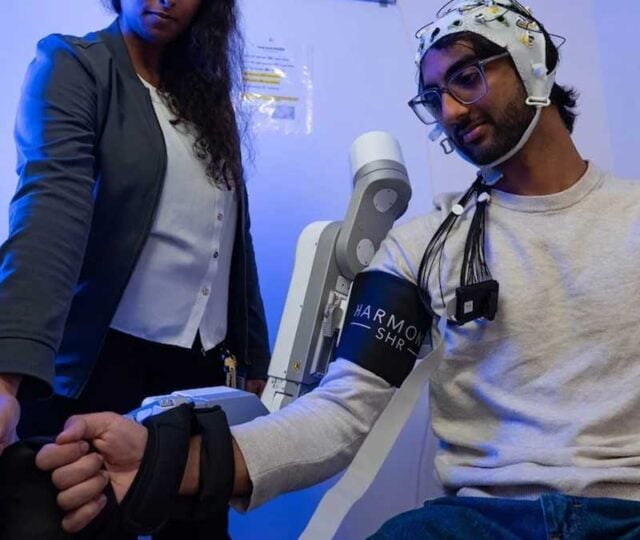 Researchers in the US are attempting to connect data from sensors monitoring the brain, muscles and movement with a wearable exoskeleton.
